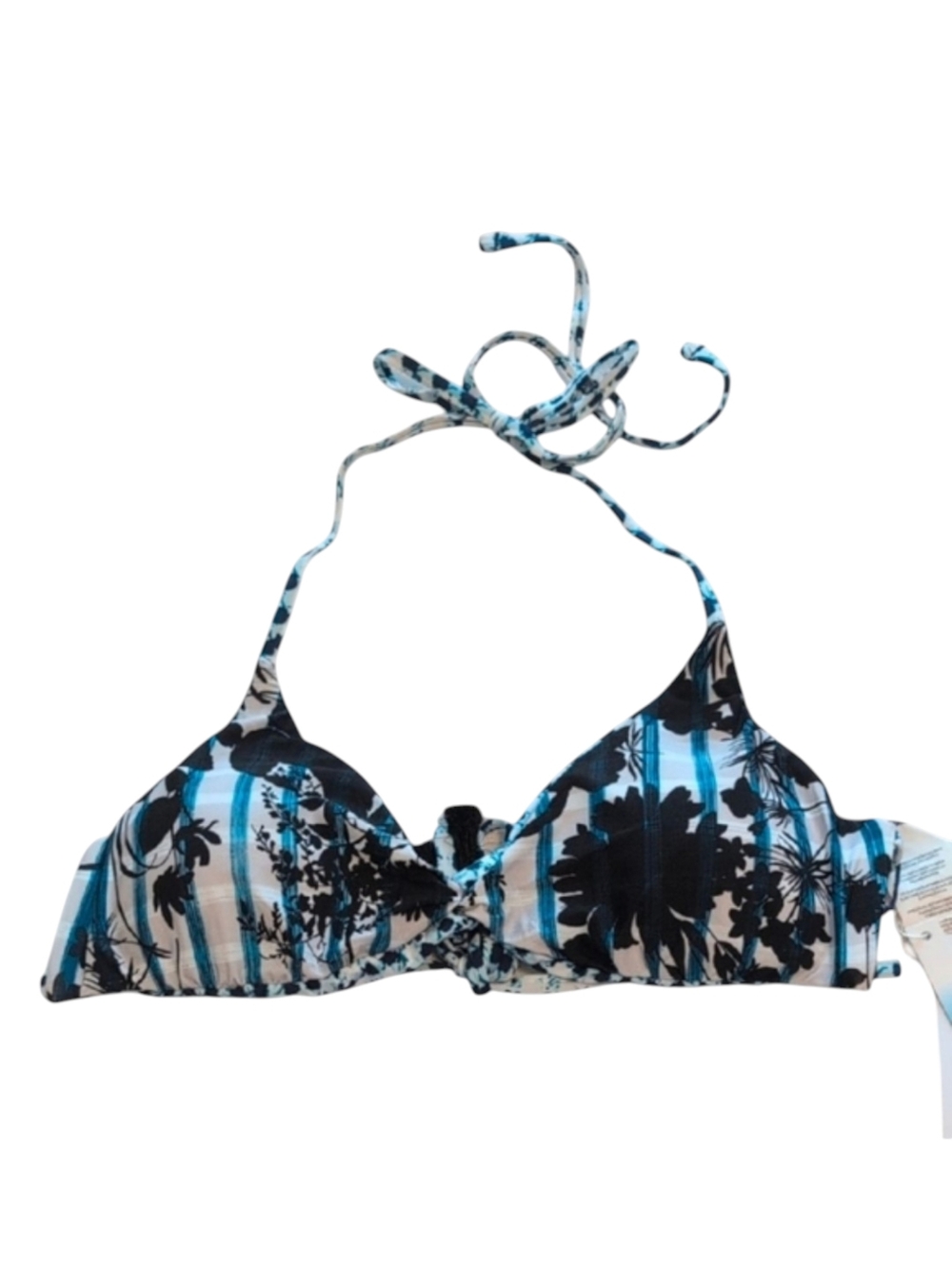 Lucky Brand Blue and Black Reversible Bikini Top Size Medium